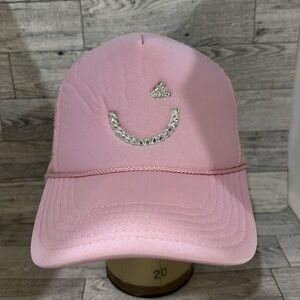 Wink emoji pink rhinestone trucker baseball cap hat